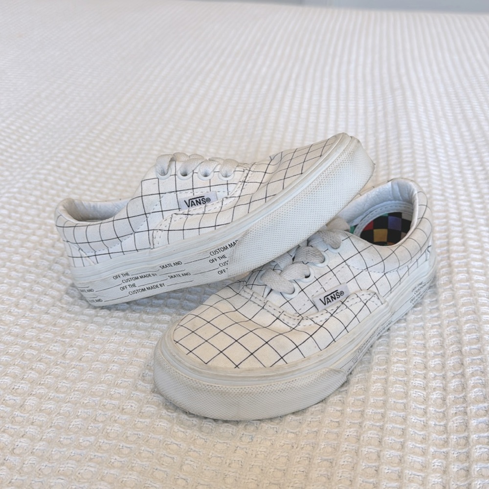 Vans Kids White Checkered Shoes